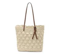 BWBIKE Papierstroh Shopper für Damen, handgefertigte Große Sommer Strandtasche mit Kunstledergriffen Trendiger Schulter Shopper für Reisen Urlaub und den Alltag