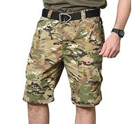 BWBIKE Tactical Cargo Shorts Herren Outdoor Multi-Pockets Hose Sommer Trainingsshorts Military Commuter Army Fan Hose (ohne Gürtel),Tarnung L