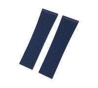 BWBVHRHZY 20 mm 21 mm 22 mm 23 mm 24 mm geflochtenes Silikon-Gummi-Armband, passend for Breitling, passend for Superocean Navitimer Avenger, passend for Longines Uhrenarmband(Blue No buckle,22mm)