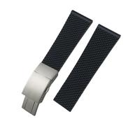BWBVHRHZY 20 mm 21 mm 22 mm 23 mm 24 mm geflochtenes Silikon-Gummi-Armband, passend for Breitling, passend for Superocean Navitimer Avenger, passend for Longines Uhrenarmband(Black Style 3,24mm)