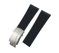 BWBVHRHZY 20 mm 21 mm 22 mm 23 mm 24 mm geflochtenes Silikon-Gummi-Armband, passend for Breitling, passend for Superocean Navitimer Avenger, passend for Longines Uhrenarmband(Black Style 1,24mm)