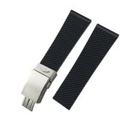 BWBVHRHZY 20 mm 21 mm 22 mm 23 mm 24 mm geflochtenes Silikon-Gummi-Armband, passend for Breitling, passend for Superocean Navitimer Avenger, passend for Longines Uhrenarmband(Black Style 2,22mm)