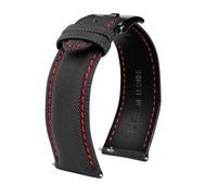BWBVHRHZY 20 mm 21 mm 22 mm 23 mm 24 mm Nylon-Rindsleder-Sohlen-Uhrenarmband, passend for Tag Heuer, passend for Citizen, passend for Seiko No.5 UHR, Herren Damen, Canvas-Stoff-Uhrenarmband(Black red