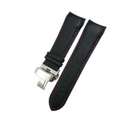 BWBVHRHZY 22mm 23mm 24mm Leder Armband Fit for Tissot 1853 Couturier T035 T035627 T035410 Schwarz Braun Uhr Armband werkzeuge(Black Red-Silver,22mm)