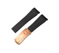 BWBVHRHZY Passend for Rolex Gummi-Uhrenarmband männlich ditongna Green Water Ghost Diver grünes Silikon-Uhrenarmband 20/21 mm(Black-rosegold)