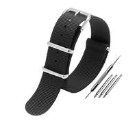 BWBVHRHZY Universelles Nylon-Canvas-Uhrenarmband, passend for DW, passend for Briston, passend for Rolex, 18 mm, 20 mm, 22 mm, Schwarz, Rot, Grün, Khaki, Blau, Sport-Armband for Herren und Damen(Black