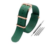 BWBVHRHZY Universelles Nylon-Canvas-Uhrenarmband, passend for DW, passend for Briston, passend for Rolex, 18 mm, 20 mm, 22 mm, Schwarz, Rot, Grün, Khaki, Blau, Sport-Armband for Herren und Damen(Green