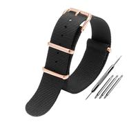 BWBVHRHZY Universelles Nylon-Canvas-Uhrenarmband, passend for DW, passend for Briston, passend for Rolex, 18 mm, 20 mm, 22 mm, Schwarz, Rot, Grün, Khaki, Blau, Sport-Armband for Herren und Damen(Black