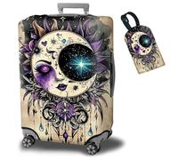 BWEGRHE Gepäckabdeckung, Kofferschutz plus 1 Gepäckanhänger, geeignet für 45,7-76,2 cm große Gepäckstücke, Gothic Moon Face, M, Gepäckabdeckung