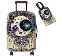 BWEGRHE Gepäckabdeckung, Kofferschutz plus 1 Gepäckanhänger, geeignet für 45,7-76,2 cm große Gepäckstücke, Gothic Moon Face, S, Gepäckabdeckung