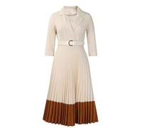 BWGHBH Damen Midikleid mit 3/4 Ärmeln Falten Gürtel und V-Ausschnitt Business Kleid für Formelle Anlässe
