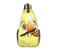 BWLHJKE Bee in Flower Cross Brusttasche diagonal Sling Bag für Männer Frauen Crossbody Schultertasche Reise Wandern Tagesrucksack, Schwarz, Einheitsgröße, Sling Rucksäcke, Schwarz , Einheitsgröße,