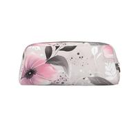 BWLHJKE Kosmetiktasche mit Blumen und Blättern auf grauem Muster, für Damen und Herren, Reise-Kulturbeutel, ästhetische Geldbörse, großes Federmäppchen, Gold, Einheitsgröße