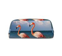 BWLHJKE Kosmetiktasche mit Flamingo-Motiv "Walking on the Beach", für Damen und Herren, Reise-Kulturbeutel, ästhetische Geldbörse, großes Federmäppchen, silber, Einheitsgröße