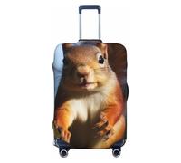 BWLHJKE Reisegepäckhülle für Koffer, TSA-geprüft, waschbar, elastisch, Eichhörnchen, lustige Tier-Kofferabdeckung, kratzfest, passend für 55,9 - 61 cm Gepäckhülle, Schwarz , L