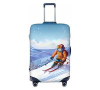 BWLHJKE Reisegepäckhülle für Koffer, TSA-geprüft, waschbarer, elastischer Koffer-Schutz, Winter-Ski-Kofferabdeckung, kratzfeste Gepäckabdeckung, passend für 55,9 - 61 cm Gepäckhülle, Schwarz , L