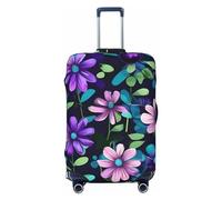 BWLHJKE Reisegepäckhülle für Koffer, TSA-geprüft, waschbarer, elastischer Kofferschutz, violette Kamelien-Kofferabdeckung, kratzfest, passend für 55,9 - 61 cm Gepäckhülle, Schwarz , L