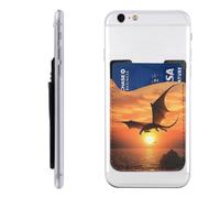 BWLHJKE Sea Sunset Flying Dragon Handygeldbörse - selbstklebender Kreditkartenhalter für die Rückseite der Handyhülle, Leder-Ausweistasche - Handyfach zum Aufkleben, tolle Aufbewahrung, kompatibel mit
