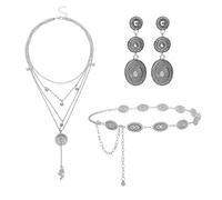 BWOOOWE Brautschmuck Set Damen Schmuckset Mit Taillenkette Halskette Ohrringe Boho Schmuck Für Hochzeit Festival Party Griechische Göttin Kostüm Schmuck Set Mond Stern Schmuckset