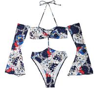 Bwuikim 2022 Bademode Frauen Biquini Push Up Ärmeln Schwimmen Badeanzug Bademode Straps Push Up Bademode