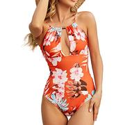 Bwuikim 2022 Einteiliger Badeanzug mit Blumenmuster für Damen, Strand, ausgehöhlter Body, Monokini, Monokini Bademode für Damen