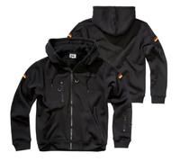 BWuM Tactical Kapuzenjacke/Sweatjacke mit Flaggen & Klett, Größe:5XL, Farbe:Schwarz