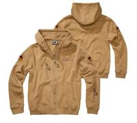 BWuM Tactical Kapuzenjacke/Sweatjacke mit Flaggen & Klett, Größe:L, Farbe:Coyote