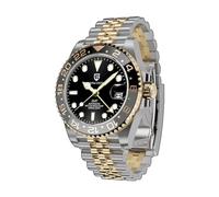 BY BENYAR Pagani Design Herrenuhren GMT Automatikuhr für Herren Saphirglas Mode Business Edelstahl 100M Wasserdicht Herren Armbanduhren PD-1662, 5 Gradual Gold, Mechanisch, Automatikuhr, Reise