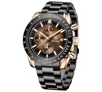 BY BENYAR Uhren Herren Chronograph Analog Quarz Armbanduhr Herren Wasserdicht Leuchtende Datum Edelstahl Armband Herrenuhr Mode Lässig Sport Business-Kleid Uhren fur Männer Elegantes Geschenk