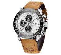by BENYAR Uhren Herren Chronograph Analog Quarz Braun Lederarmband Armbanduhr Herren Wasserdicht Leuchtende Datum Herrenuhr Mode Lässig Sport Business-Kleid Uhren fur Männer Elegantes Geschenk