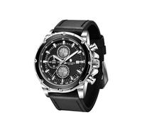 BY BENYAR Uhren Herren SAPPHERO Wasserdicht Herrenuhr Herrenuhren Chronograph schwarz/blau Leder Silber/schwarz/roségold Gehäuse schwarz/blau Zifferblatt/Geburtstag/Weihnachten/Vatertagsgeschenk