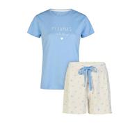 By Louise Damen Pyjama - Kurzarm Schlafanzug mit kurzer Hose Hellblau, Farbe:Mehrfarbig, Grösse:XL
