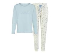 By Louise Damen Pyjama Schlafanzug Nachtwäsche lang Hellblau Floral, Farbe:Mehrfarbig, Grösse:L