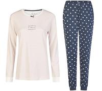 By Louise Damen Pyjama Schlafanzug Nachtwäsche lang Interlock Streifen, Farbe:Mehrfarbig, Grösse:XL