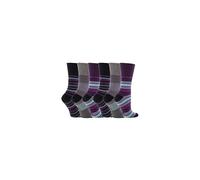 By Sock Shop - 6 Paar Damen Gentle Grip Socken - Schwarz gemischte Streifen Größe UK 4-8 EUR 37-42 RH10