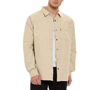 by Spruce Overshirt Langarm Hemdjacke mit Druckknöpfen & Brusttasche Lässiges Shirt für Freizeit Übergang Beige XXL