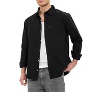 by Spruce Overshirt Langarm Hemdjacke mit Druckknöpfen & Brusttasche Lässiges Shirt für Freizeit Übergang Schwarz S