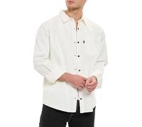 by Spruce Overshirt Langarm Hemdjacke mit Druckknöpfen & Brusttasche Lässiges Shirt für Freizeit Übergang Weiß XXL
