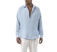 by Tarz Cool - Luftiges Sommerhemd mit Kentkragen - Lockeres Freizeithemd aus Baumwoll-Mix - Leichtes Shirt im Casual Look Blau M