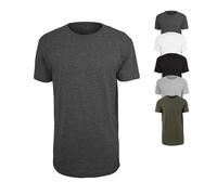 Build Your Brand T-Shirt Shaped Long Tee, extra lang, kurzarm, Herren, Charcoal (Heather), XXL