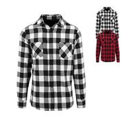 BY031 Build Your Brand karriertes Flannel Hemd Holzfällerhemd Black XL