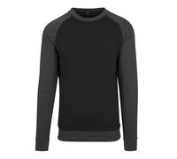 Build Your Brand Herren Raglan Crewneck Sweatshirt BY076 Schwarz/Charcoal (Heather) S