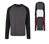 BYBB023 Build Your Brand Basic Herren Kontrast Raglan T-Shirt langarm Charcoal L