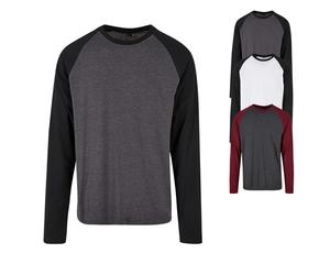 BYBB023 Build Your Brand Basic Herren Kontrast Raglan T-Shirt langarm Charcoal M