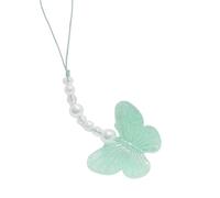 Bydezcon Schlüsselanhänger für Frauen, leuchtende Schmetterlinge, Quasten, Handy-Schlüsselband, weiblich, Acryl-Perlen, Handy-Anhänger, Zubehör, Paket, Dekoration, Schlüsselanhänger, blau