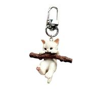 Bydezcon Schlüsselanhänger für Frauen, niedlicher Cartoon-Katzen-Hund, niedlicher Anhänger, Ornament, Schlüsselanhänger, Rucksack, Schlüsselanhänger mit Zweigkatze