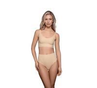 Bye Bra Invisible Mid Waist Tanga, leichte Kontrolle, bequem, Shapewear für Frauen, weicher Stoff, leichte Shapewear, beige/schwarz/Hellbraun, S-XXL (M, Beige)
