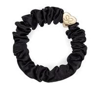 ByEloise Gold Heart Silk Scrunchie Black 1 St