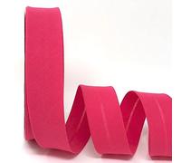 Byetsa Schrägband aus Baumwollmischgewebe, Flamingo-Muster, 30 mm, auf einer 25-m-Rolle