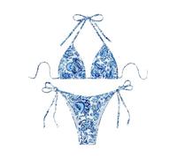 BYFINECANY Damen-Badeanzug, Blumenmuster, Neckholder, Paisleymuster, Sommer-Badeanzug, Bikinis-Set, Mehrfarbig, Medium